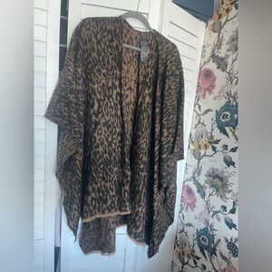 All Saints Brown and Black Leopard Print Poncho
